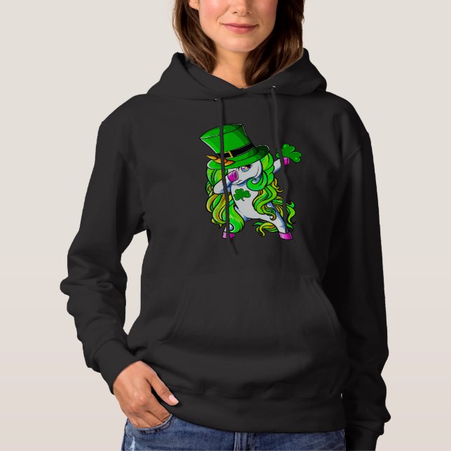 Sudadera Happy St Patrick's Day Dabbing Unicorn Lucky Shamr (Anverso)