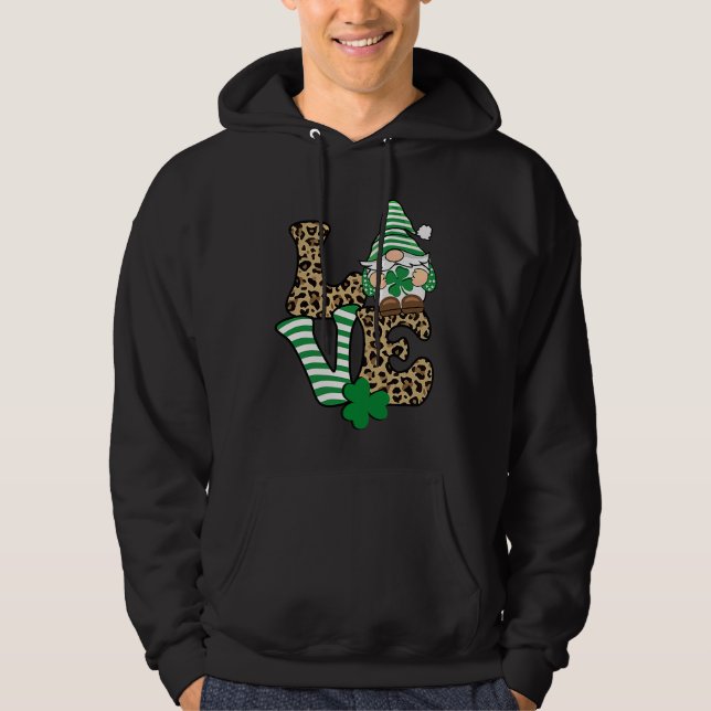 Sudadera Happy St Patricks Day  Gnome Graphic LOVE Leopard  (Anverso)