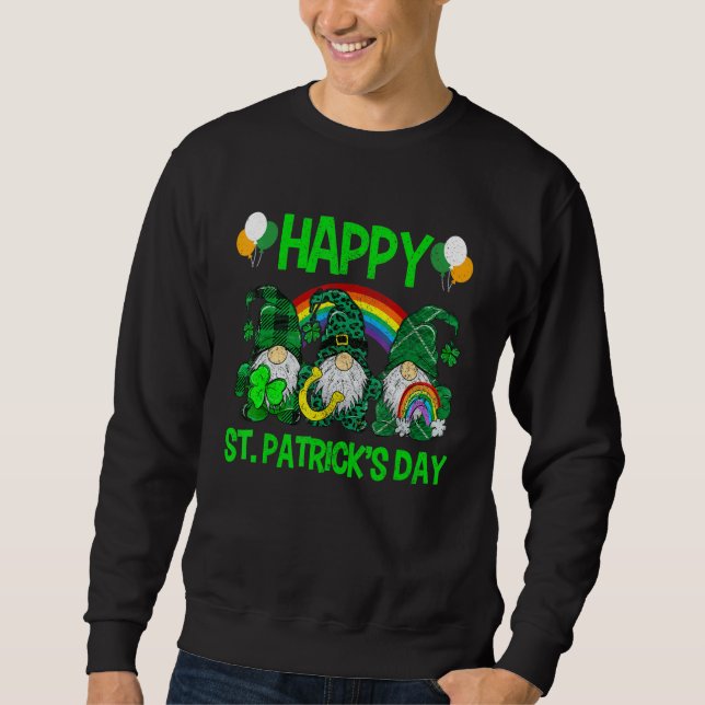 Sudadera Happy St Patricks Day Gnomes Leopard Irish Shamroc (Anverso)