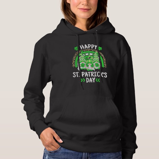 Sudadera Happy St Patricks Day Leopard Rainbow Irish Gnomes (Anverso)