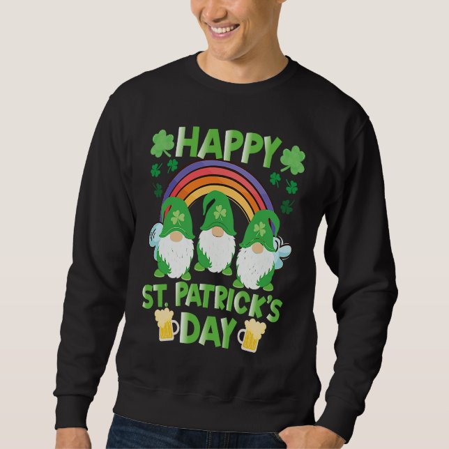 Sudadera Happy St Patrick's Day Three Gnome Irish Shamrock  (Anverso)
