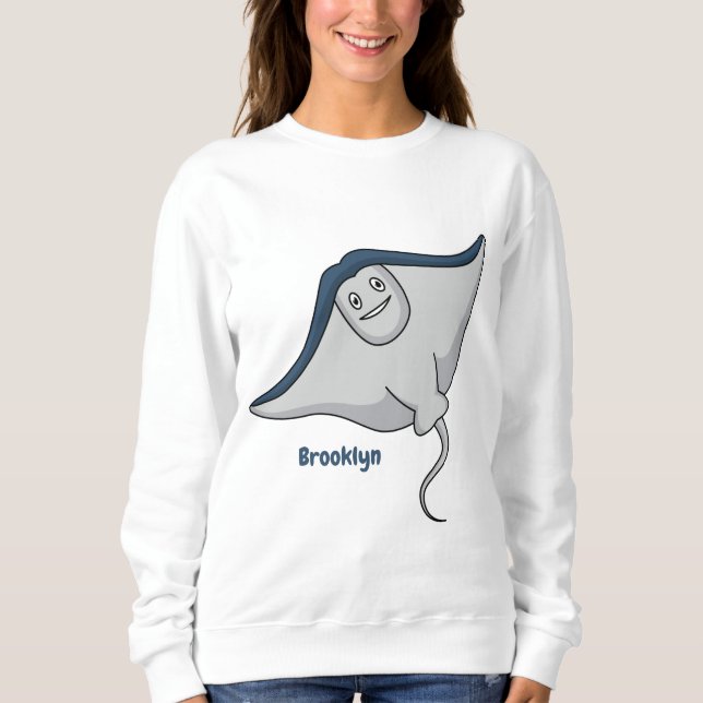 Sudadera Happy stingray fish cartoon illustration (Anverso)