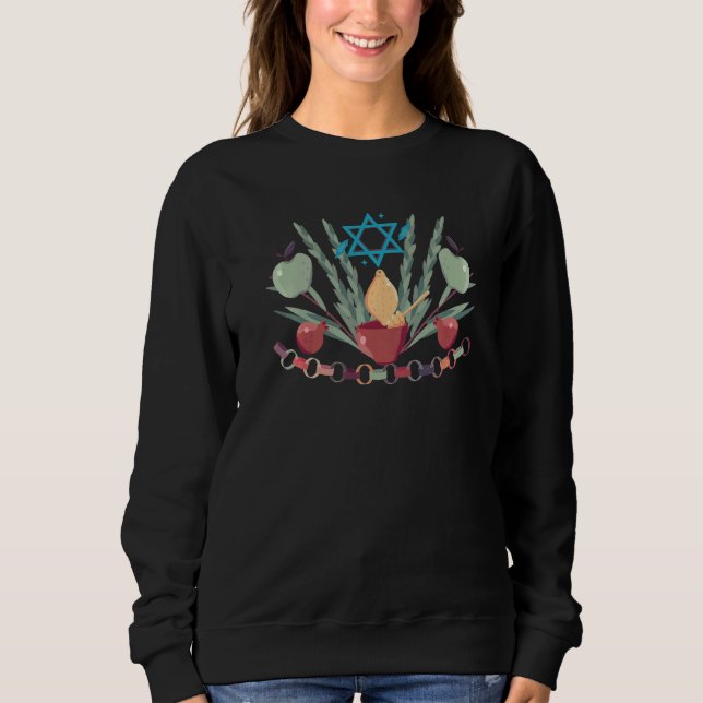 Sudadera Happy Sukkot Day Lulav Palm Tree Israelite Jewish  (Anverso)
