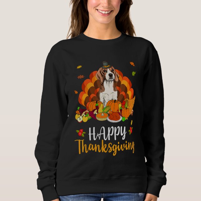 Sudadera Happy Thanksgiving Beagle Dog Turkey Pet (Anverso)