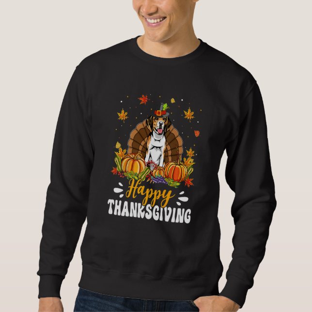 Sudadera Happy Thanksgiving Beagle Dog Turkey Pumpkin  1 (Anverso)