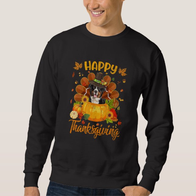 Sudadera Happy Thanksgiving Bernese Mountain Dog Turkey Pum (Anverso)
