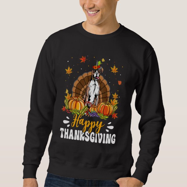 Sudadera Happy Thanksgiving Boxer Dog Turkey Pumpkin (Anverso)