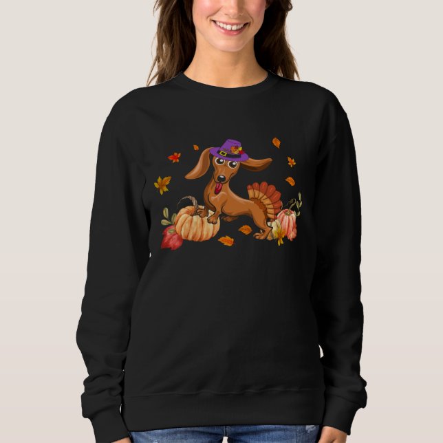 Sudadera Happy Thanksgiving Dachshund Dog  Turkey Day Costu (Anverso)