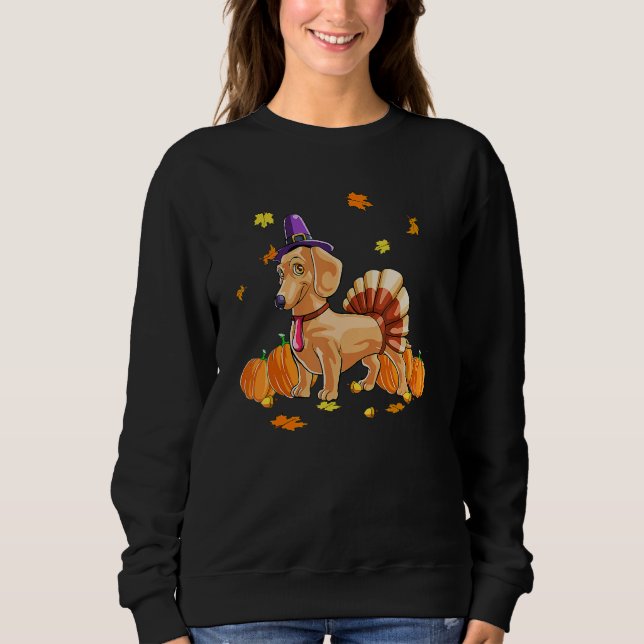 Sudadera Happy Thanksgiving Dachshund Turkey Costume (Anverso)