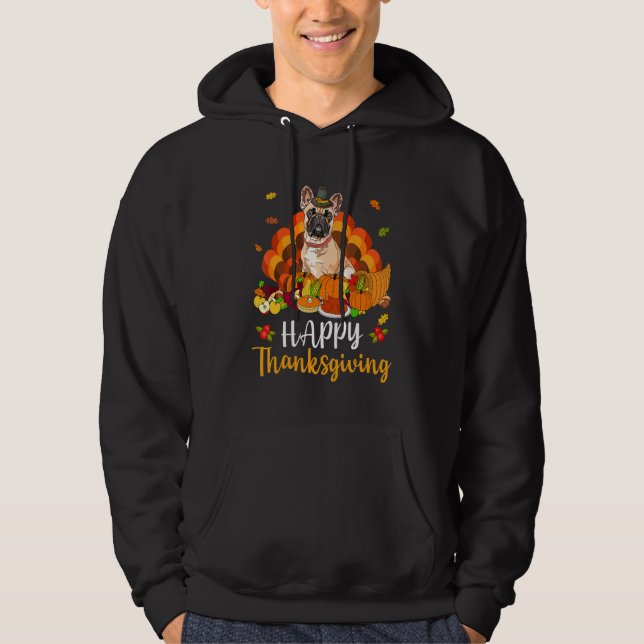 Sudadera Happy Thanksgiving French Bulldog Dog Turkey Pet (Anverso)