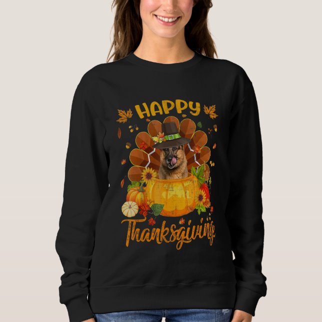 Sudadera Happy Thanksgiving German Shepherd Dog Turkey Pump (Anverso)