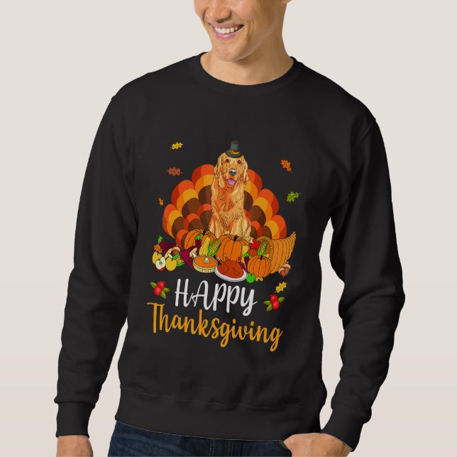Sudadera Happy Thanksgiving Golden Retriever Dog Turkey Pet (Anverso)