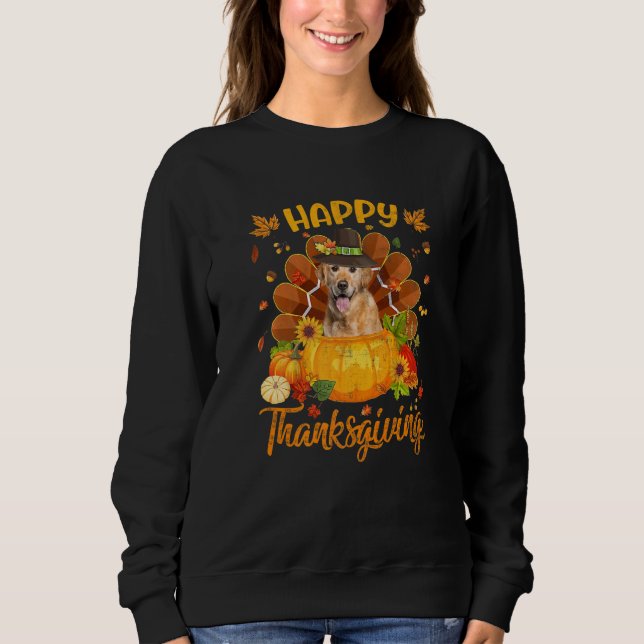 Sudadera Happy Thanksgiving Golden Retriever Dog Turkey Pum (Anverso)