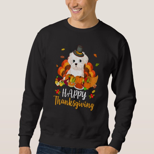 Sudadera Happy Thanksgiving Maltese Dog Turkey Pet (Anverso)