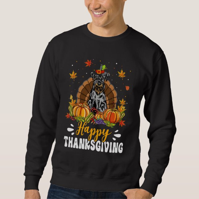 Sudadera Happy Thanksgiving Schnauzer Dog Turkey Pumpkin (Anverso)
