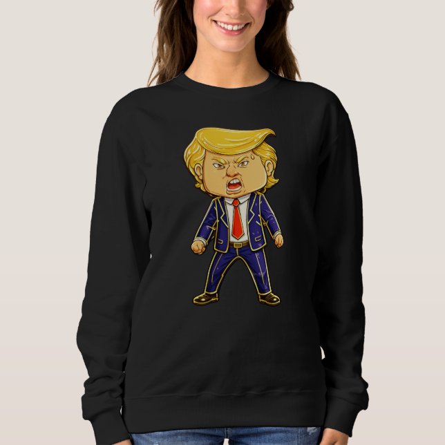 Sudadera Happy Trump Lapel Pin Meme Angry Trump Pop Art (Anverso)