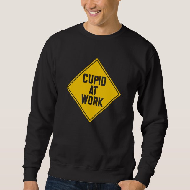 Sudadera Happy Valentine's Cupid Construction Sign Valentin (Anverso)