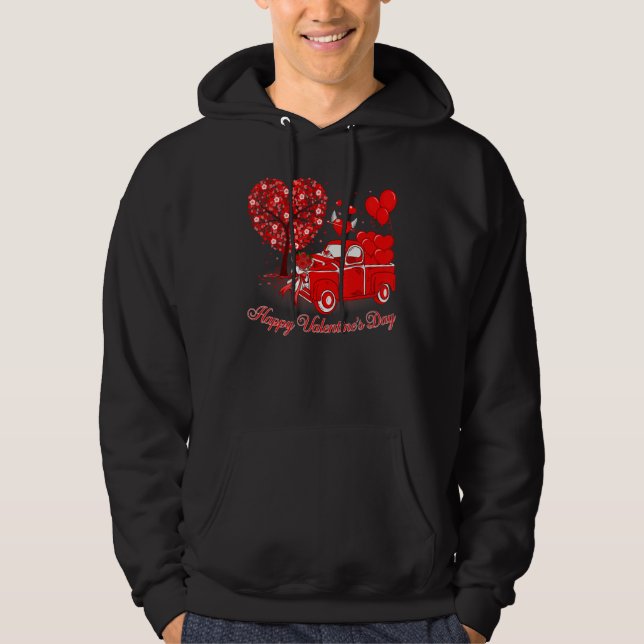 Sudadera Happy Valentines Day Cute Red Truck Heart Matching (Anverso)