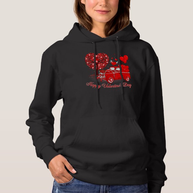 Sudadera Happy Valentines Day Cute Red Truck Heart Matching (Anverso)