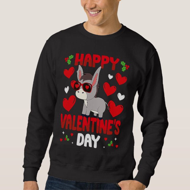 Sudadera Happy Valentines Day Donkey Heart Love Animal (Anverso)