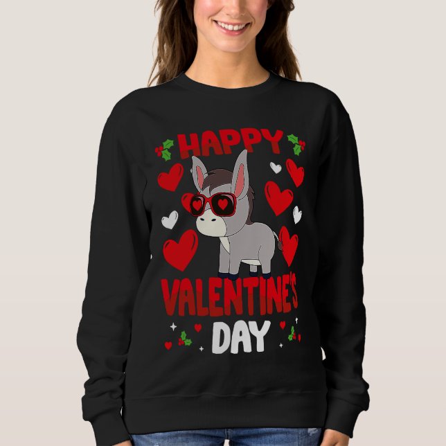 Sudadera Happy Valentines Day Donkey Heart Love Animal (Anverso)