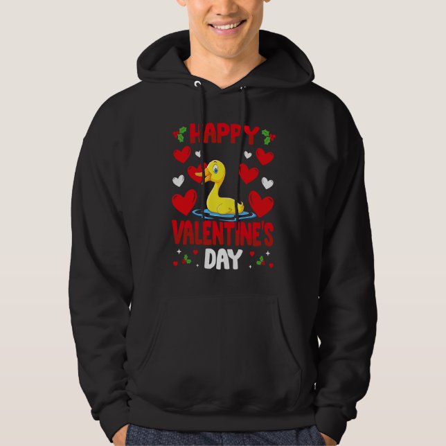 Sudadera Happy Valentines Day Duck Heart Love Animal (Anverso)