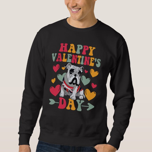 Sudadera Happy Valentines Day English Bulldog Heart Love Gr (Anverso)