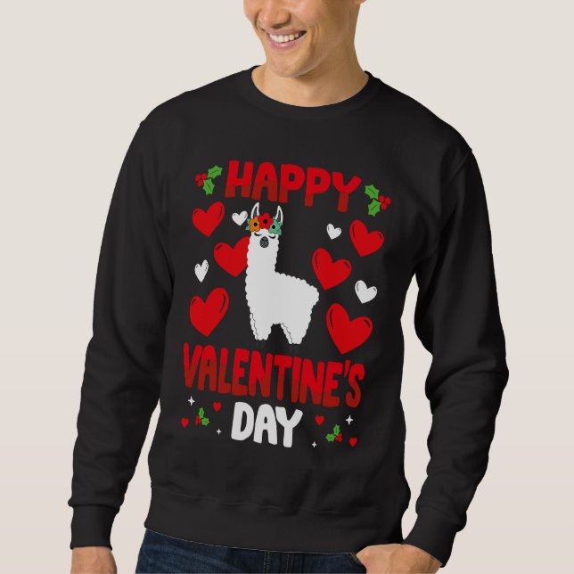 Sudadera Happy Valentines Day Llama Heart Love Animal (Anverso)