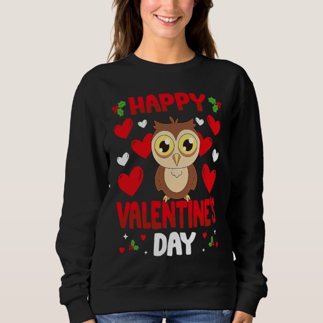 Sudadera Happy Valentines Day Owl Heart Love Animal (Anverso)