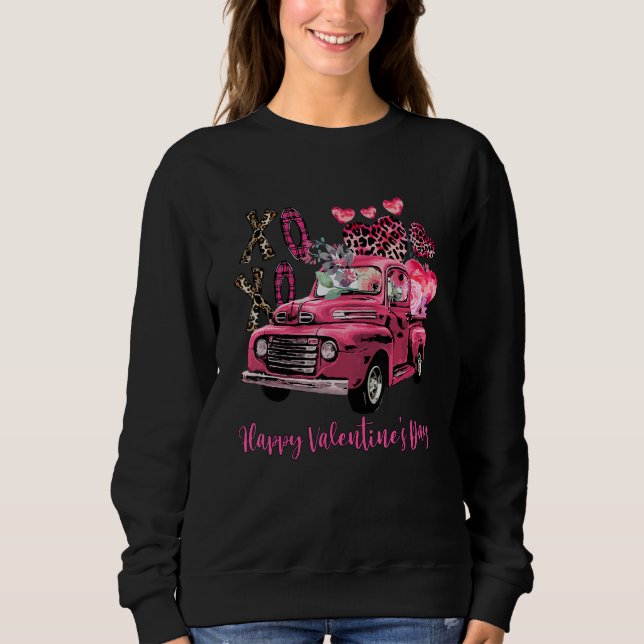 Sudadera Happy Valentines Day Red Plaid Printed Truck Coupl (Anverso)