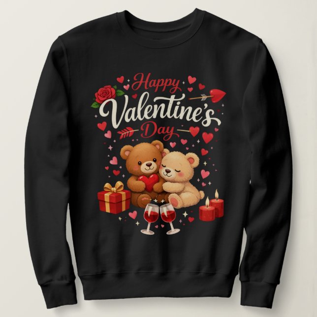 Sudadera Happy Valentine's Day T-Shirt | Cute Bear Couple (Anverso del diseño)