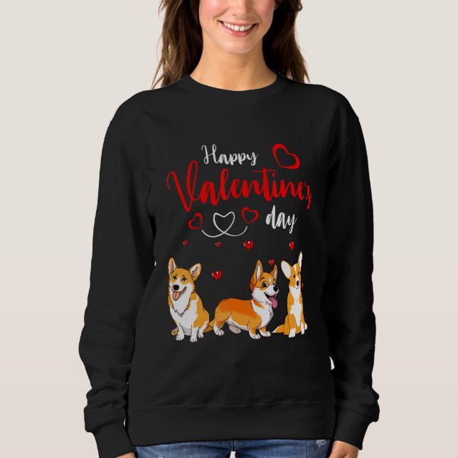Sudadera Happy Valentine's Day Three Cute Corgi Dogs Lover  (Anverso)