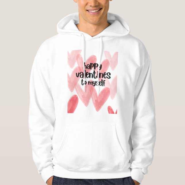 Sudadera Happy Valentines to Myself Love Hearts Pink Card (Anverso)