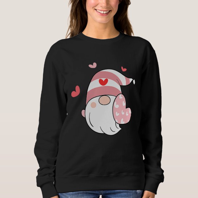 Sudadera Happy Valentineu2019s Day Gnome with Pink Heart (Anverso)