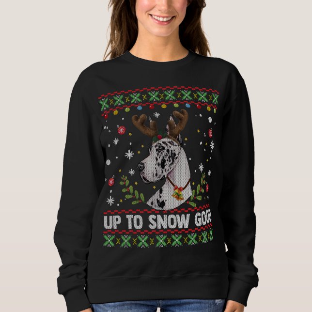 Sudadera Harlequin Great Dane Perro Renos Feo Navidades S (Anverso)