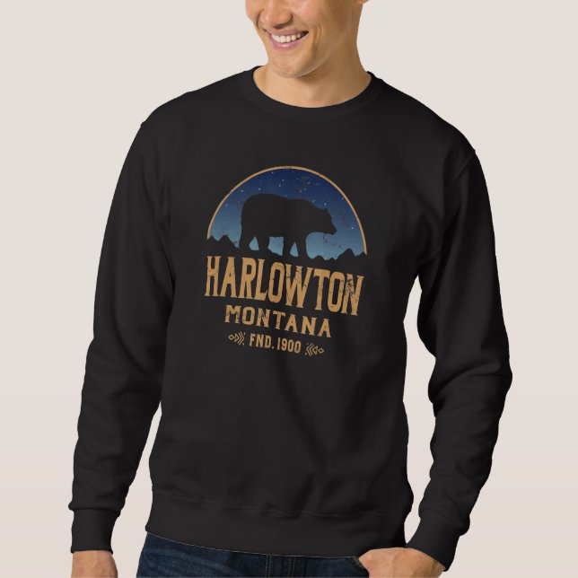 Sudadera Harlowton Montana MT Big Sky Country Bear & Mounta (Anverso)