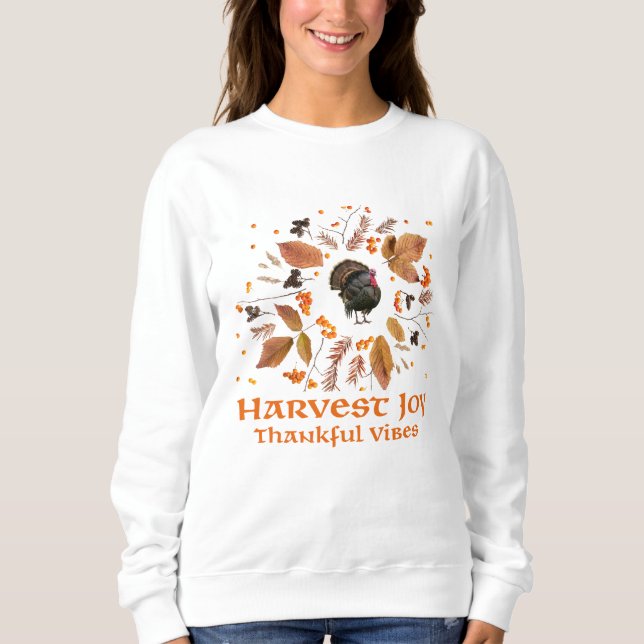 Sudadera Harvest Joy Thankful Vibes– Cozy Fall Style  (Anverso)