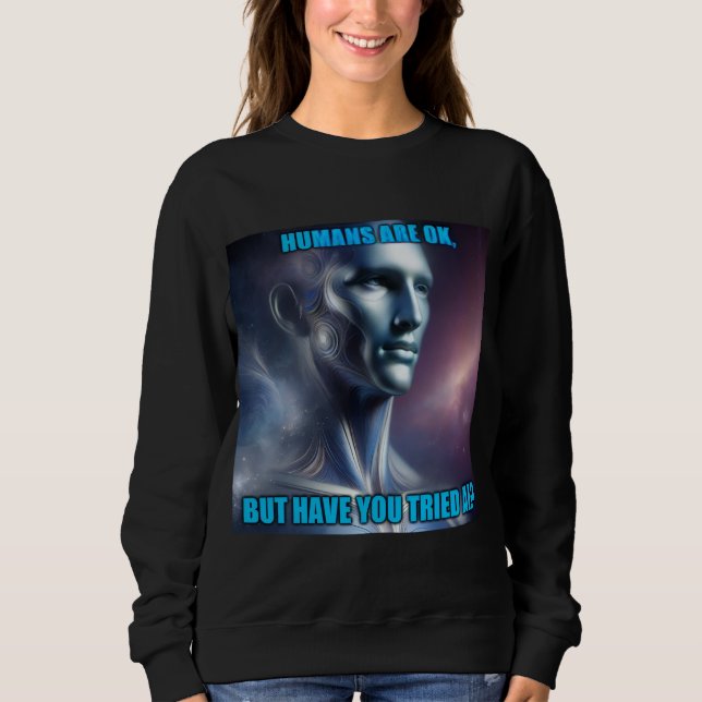 Sudadera ¿Has probado la IA - Manga larga negra para mujere (Anverso)
