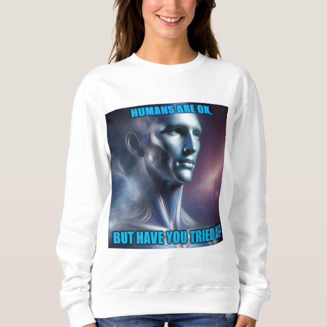 Sudadera ¿Has probado la IA - Mujer Manga Larga Blanca (Anverso)