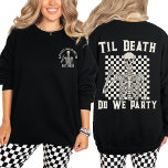 Sudadera Hasta la muerte de la Fiesta ¿la soltera personali<br><div class="desc">Celebra tu despedida de soltera al estilo retro con nuestro "Hasta la muerte nos Fiesta" Bachelorette Crewneck Sweatshirt personalizado. Esta sudadera combina el diseño de un esqueleto a cuadros con una vibración rocosa vintage y rollo, lo que lo hace perfecto para la novia y su equipo. Ya sea que esté...</div>