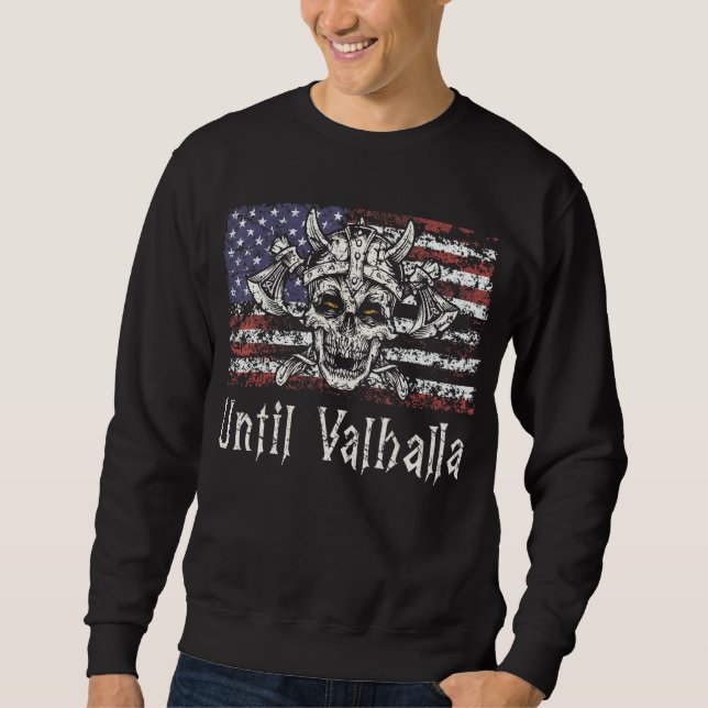 Sudadera Hasta Valhalla Viking Bandera Estadounidense Til V (Anverso)