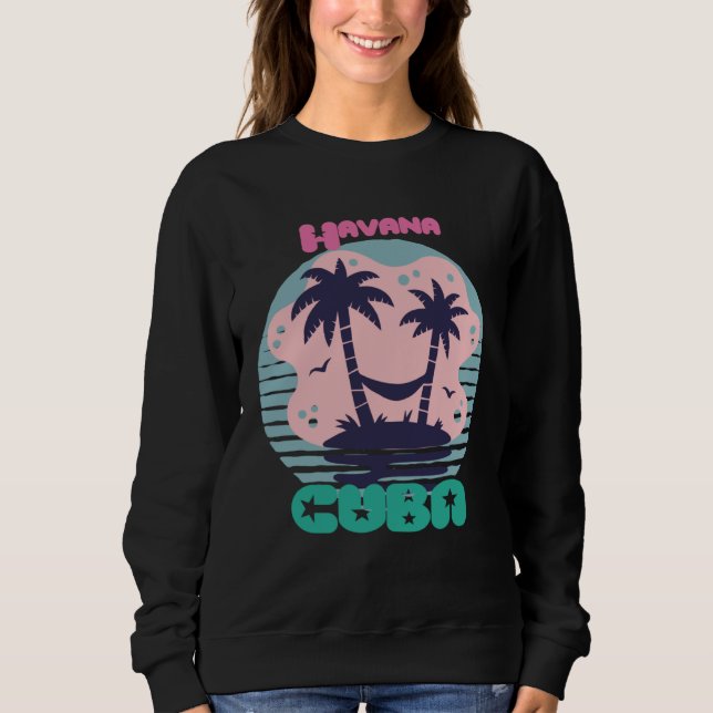 Sudadera Havana Surfing Palm trees Cuba Vacation Ocean (Anverso)