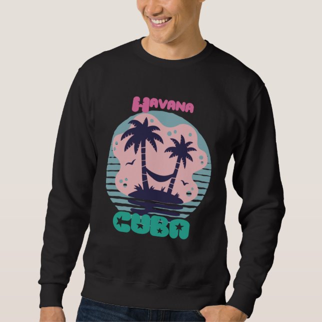 Sudadera Havana Surfing Palm trees Cuba Vacation Ocean (Anverso)