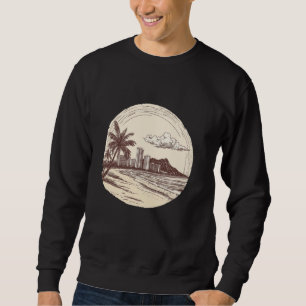 Sudadera Hawái Oahu Honolulu Waikiki Volcán Surf Retro