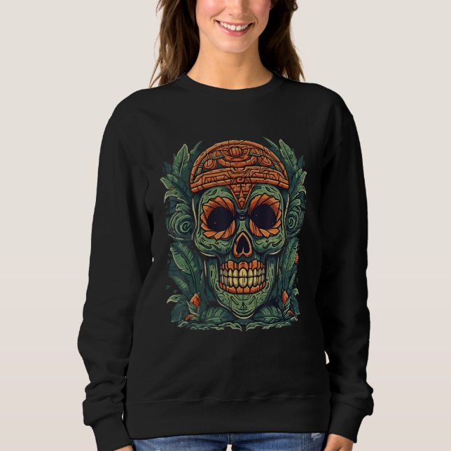 Sudadera Hawaii Skull Tiki Mask Tropical Hawaiian Men Women (Anverso)