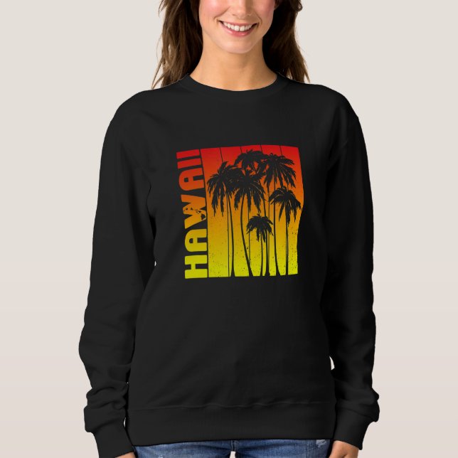 Sudadera Hawaii Souvenir Palm Trees Sunset Retro (Anverso)
