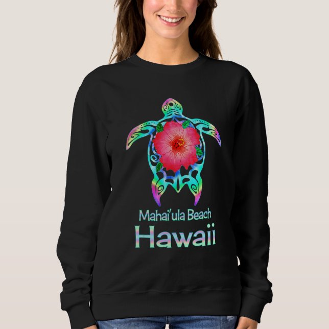 Sudadera Hawaiian Colorful Sea Turtle Mahai ula Beach Hawai (Anverso)