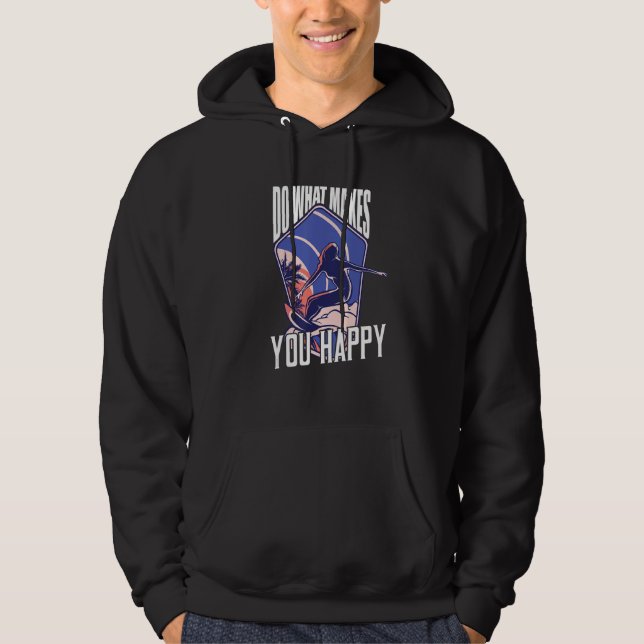 Sudadera Haz lo que te hace feliz tabla de surf de época (Anverso)