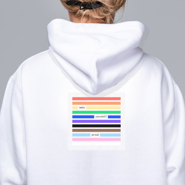 Sudadera Hazte Orgulloso Redacción Arcoíris Orgullo 2026 (make yourself proud rainbow redaction poem Pride hoodie by Renate Kriegler - worldwide delivery)