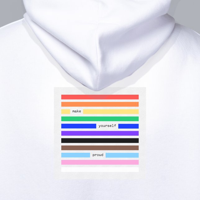 Sudadera Hazte Orgulloso Redacción Arcoíris Orgullo 2026 (make yourself proud rainbow redaction poem Pride hoodie by Renate Kriegler - worldwide delivery)